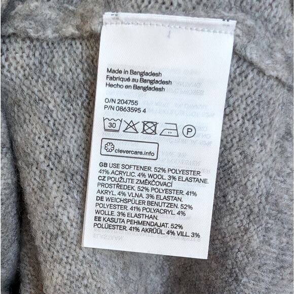 H&M HM Gray Wool Blend Open Front Long Sleeve Long Cardigan, size M - Picture 7 of 7